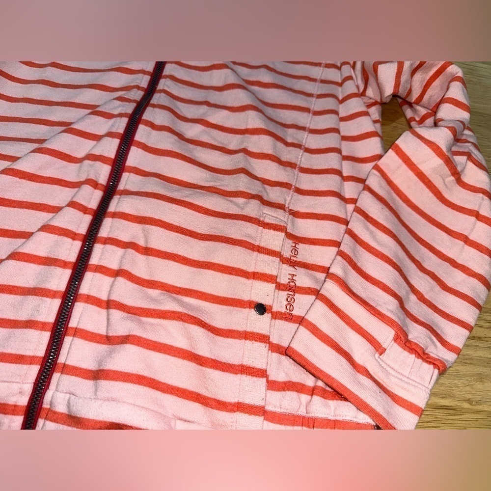 Helly Hansen Orange & Pink Striped Full-Zip Jacket L | High Neck | Cotton Blend - Picture 5 of 14